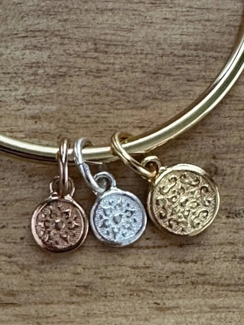 2 Gold Plated CZ Charm Stacking Bangles